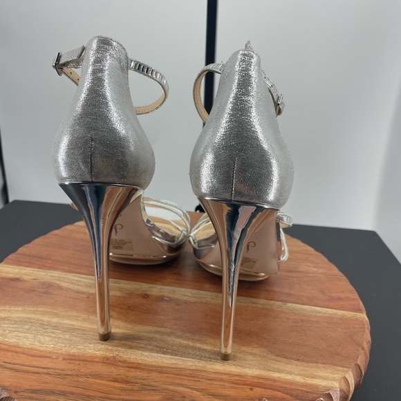 JESSICA SIMPSON Womens Silver 1" Platform Embla Toe Stiletto Heeled Sandal 9.5 M - Picture 4 of 10